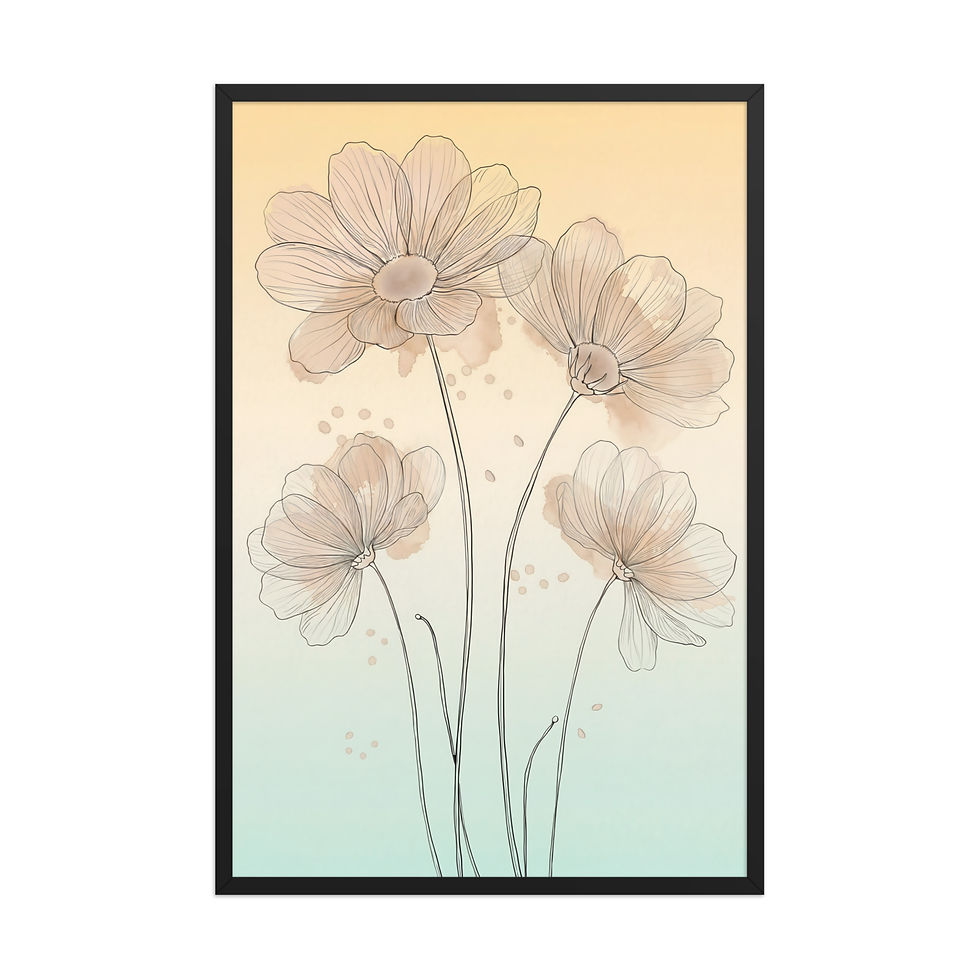 Thumbnail: Dawn Petals — Watercolor Line Floral Framed Mega Print