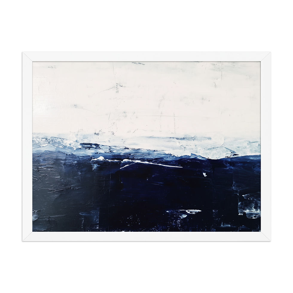 Thumbnail: Abstract White and Blue Fluid Art Print | Modern Framed Wall Decor