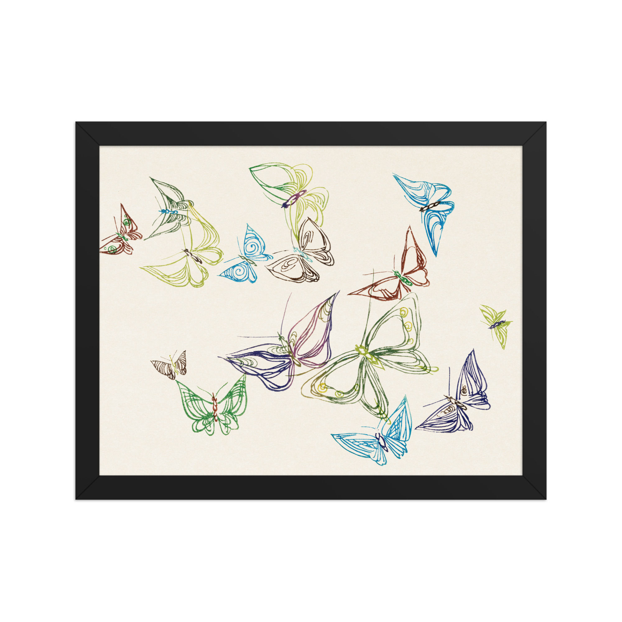 Vintage Butterfly Kamisaka Sekka Framed Wall Art