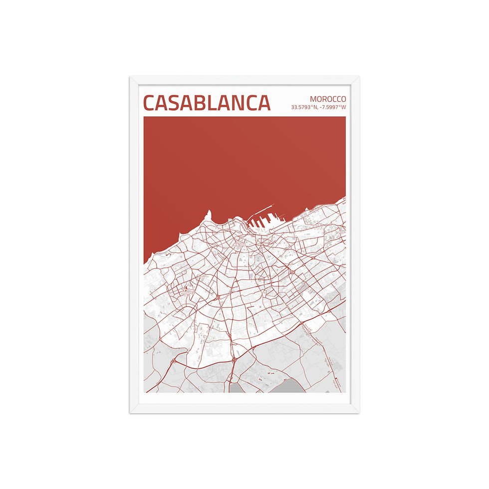 Thumbnail: Casablanca | Framed Colorful City Maps: Vibrant Art for Urban Decor Lovers