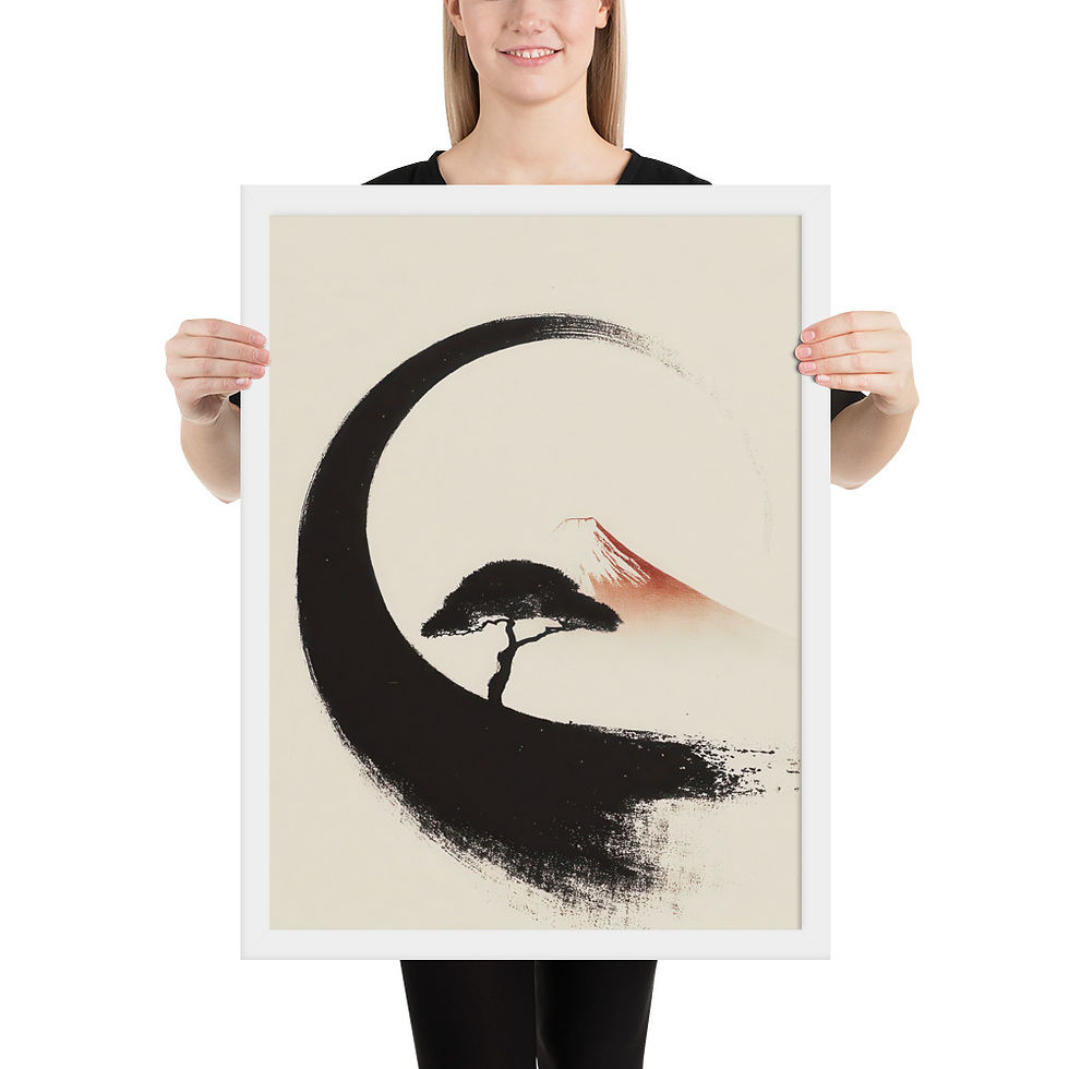 Thumbnail: Japandi Bonsai Tree Silhouette with Mount Fuji Sumi-e Inspired