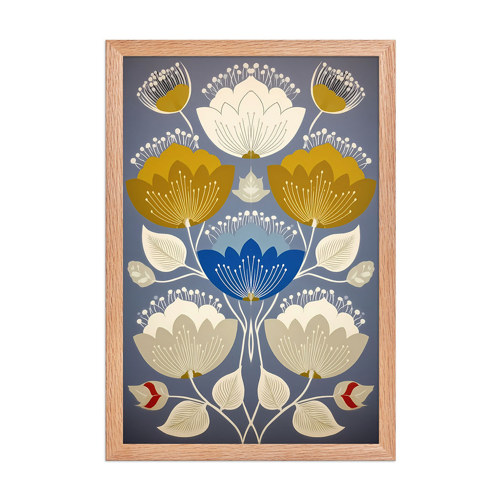 Thumbnail: Folk Style Scandinavian Botanical Prints - Elegant Wall Art
