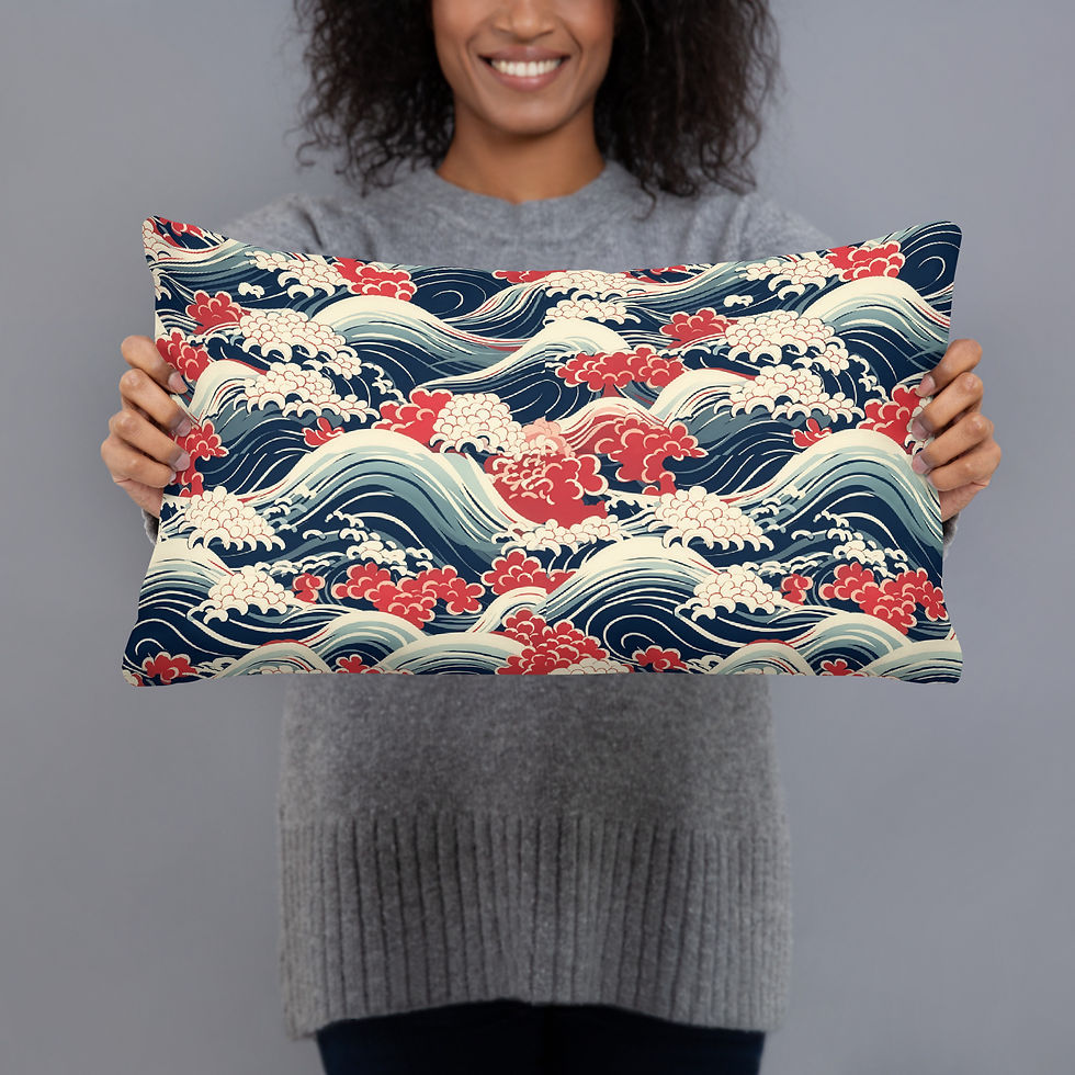Thumbnail: Japanese Art Deco Cushion – Fusion of Styles