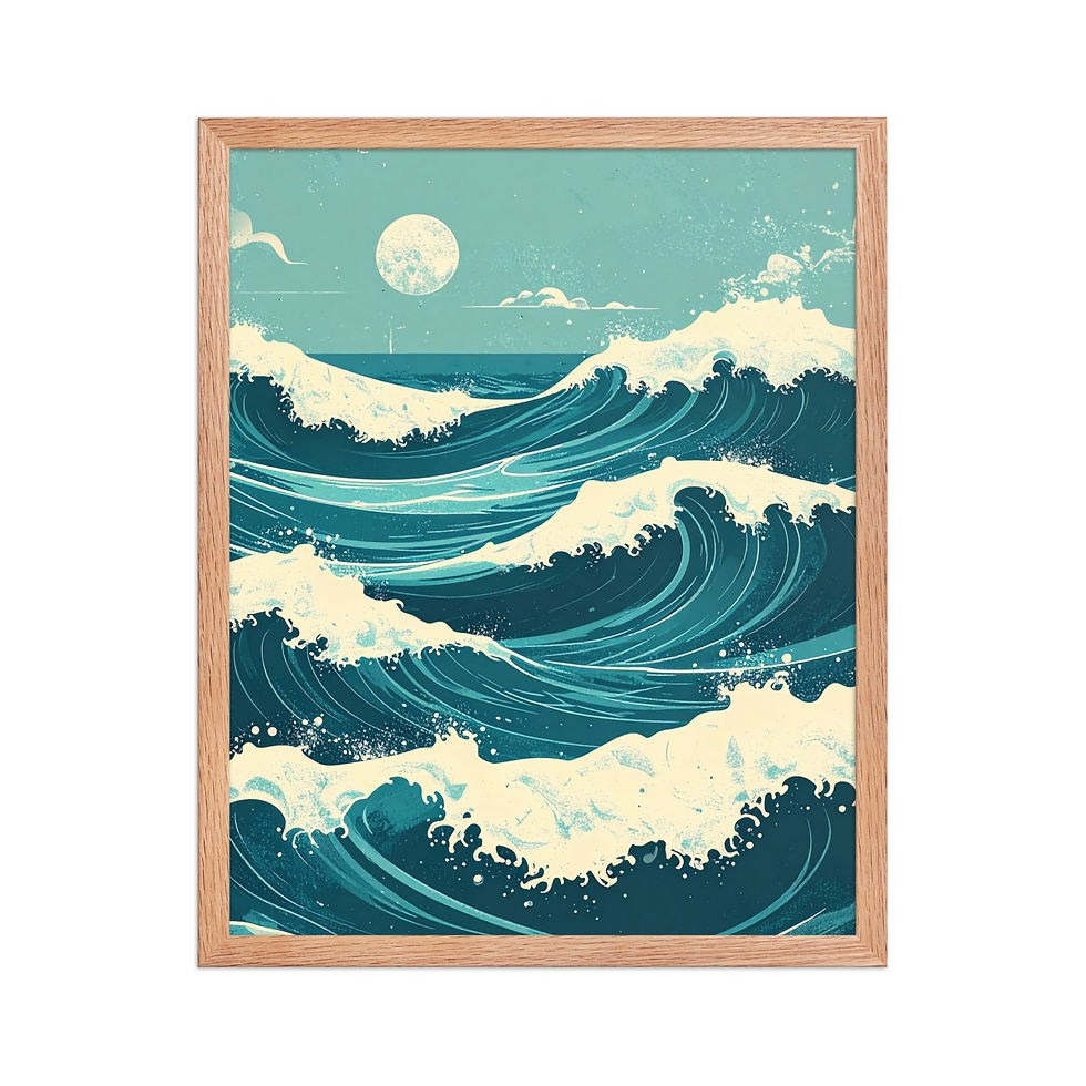 Thumbnail: Moon and Waves Art Print