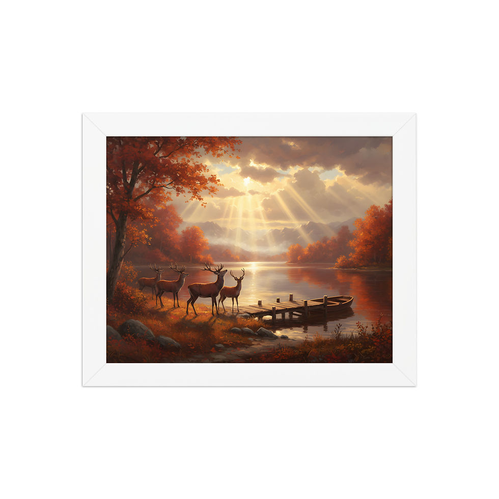 Thumbnail: Sunburst Autumn Lake Framed Wall Art