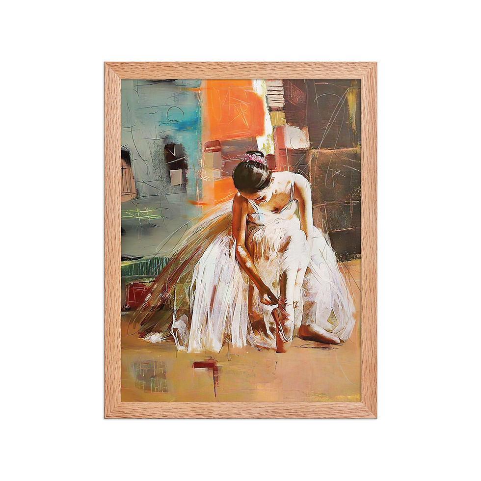 Thumbnail: Simple Ballet Art framed poster in black matte frame, featuring a ballerina in white dress, abstract background, framed wall art for home decor.
