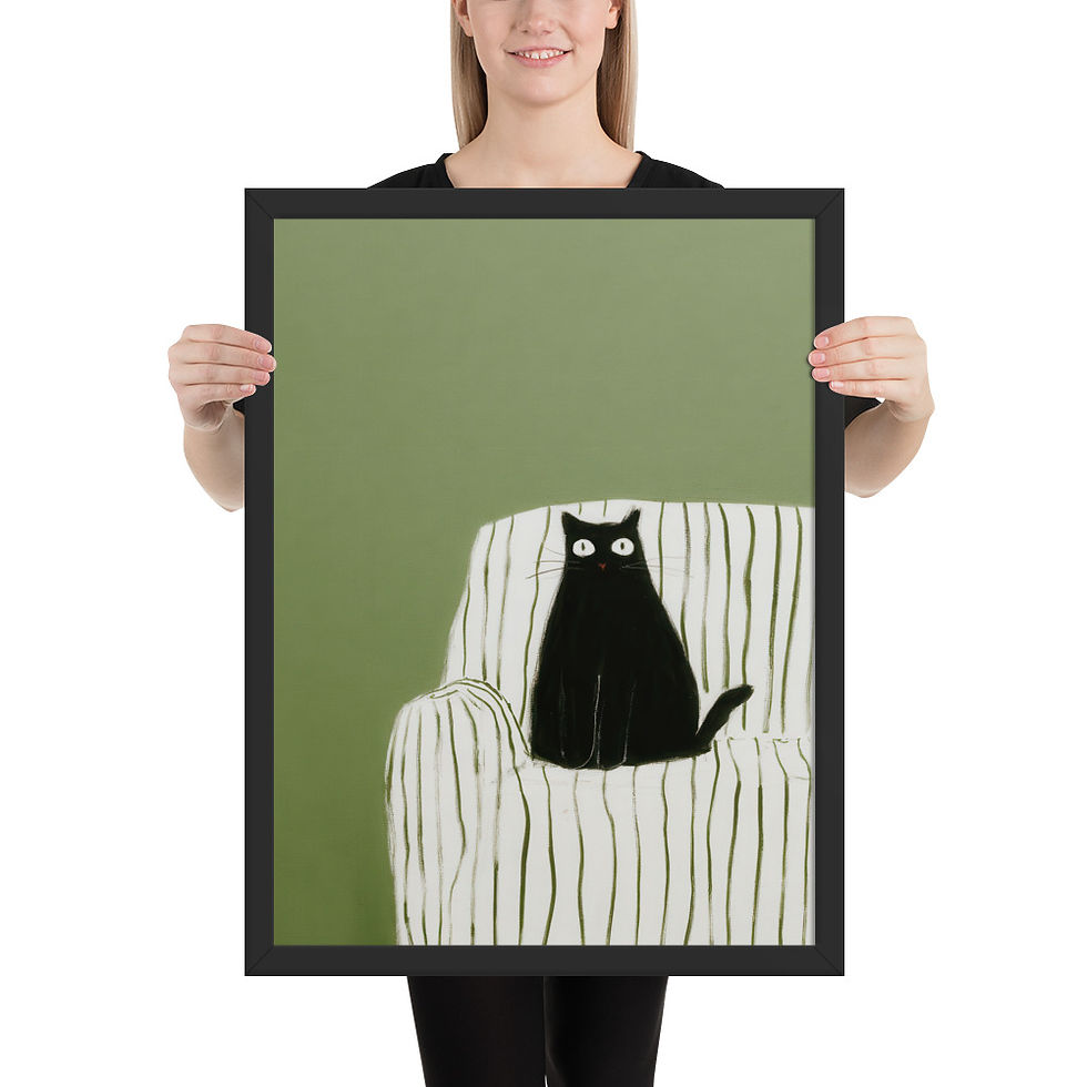 Thumbnail: Black Cat Gouache Inspired Art Print  