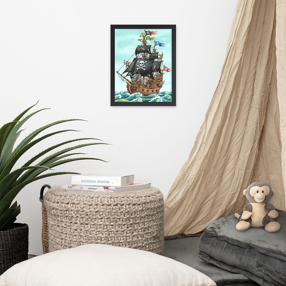 Thumbnail: Pirate Animal Friends Nursery Framed Poster