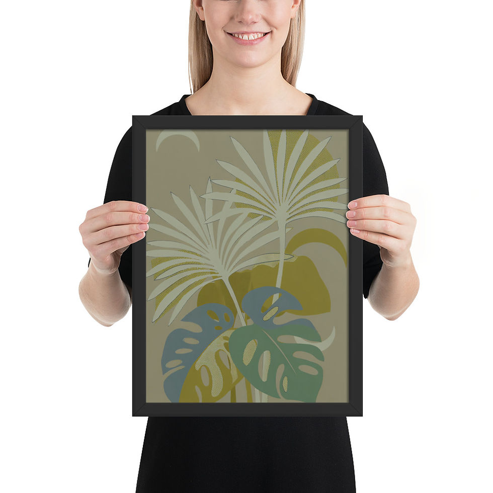 Thumbnail: Fronds and Moon Mid-century Modern Art Print