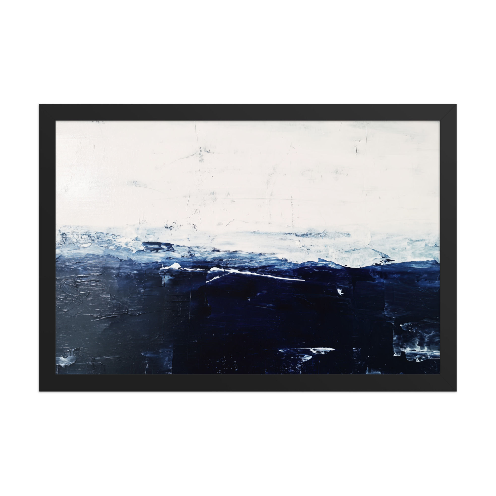 Abstract White and Blue Fluid Art Print | Modern Framed Wall Decor