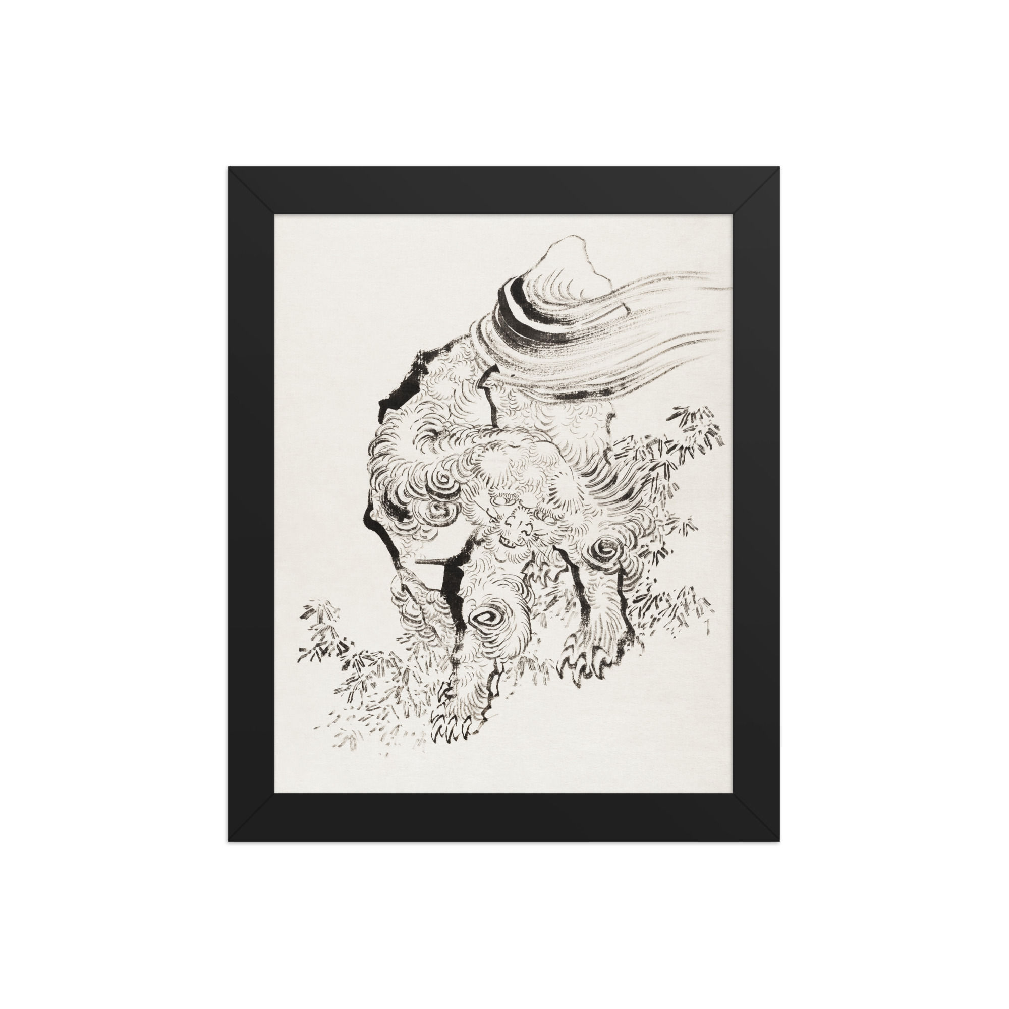 Framed Hokusai Art for Stair Landing  