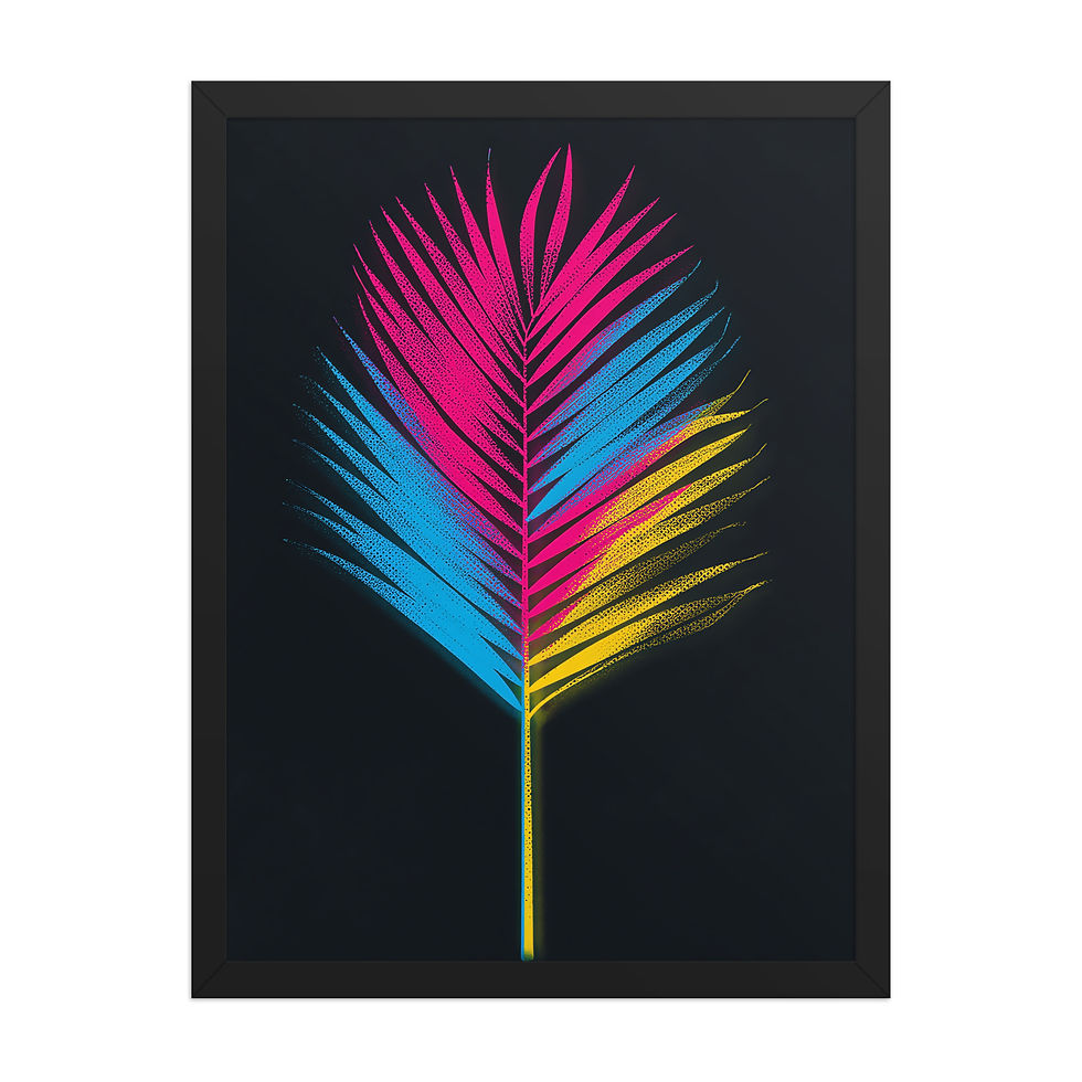 Thumbnail: Abstract Neon Palm Frond Framed Wall Art