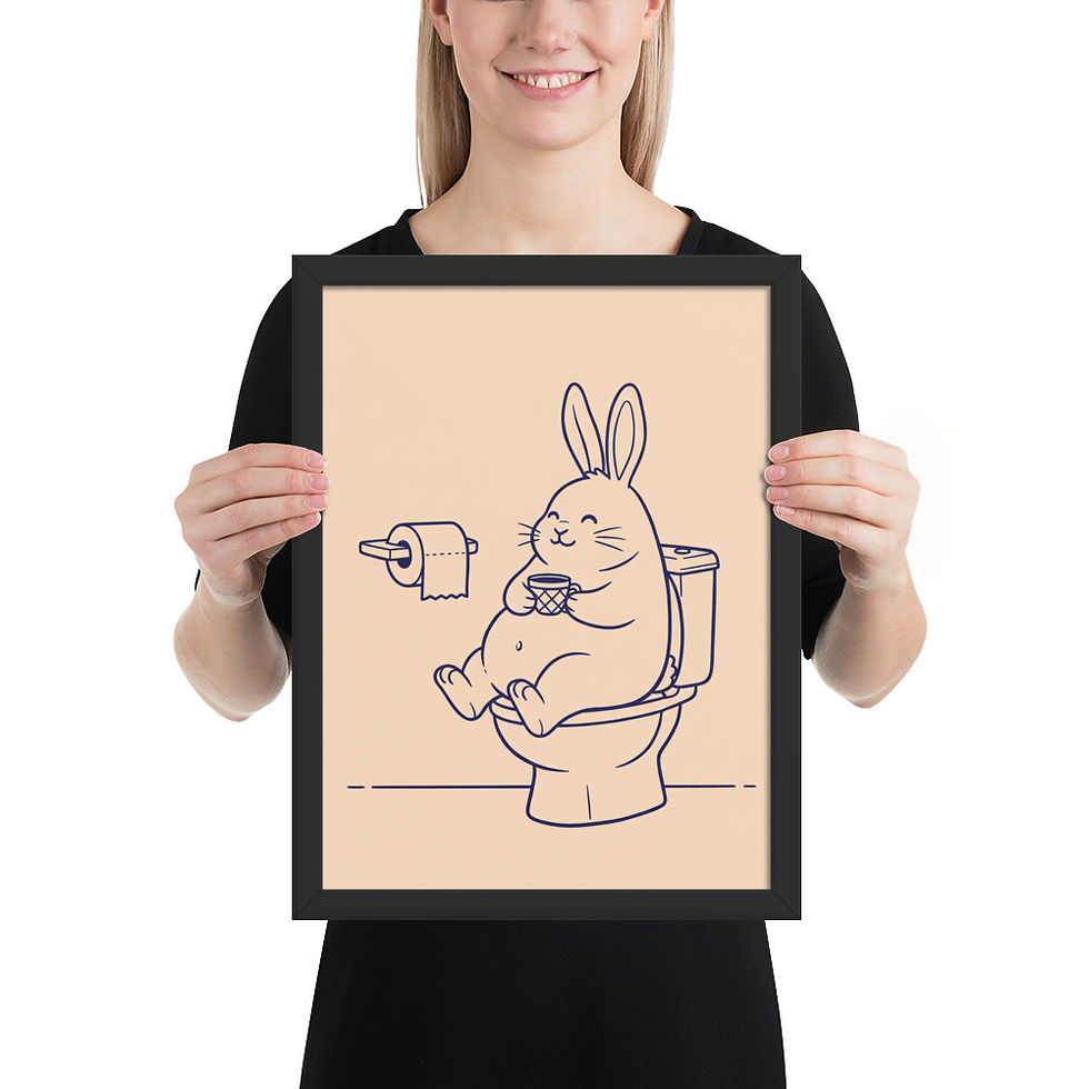 Thumbnail: Rabbit on the Toilet Quirky Wall Art Print