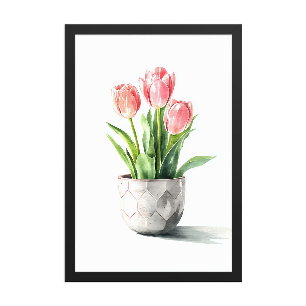 Thumbnail: Delicate Tulip Line Drawing | Minimalist Spring Botanical Framed Print