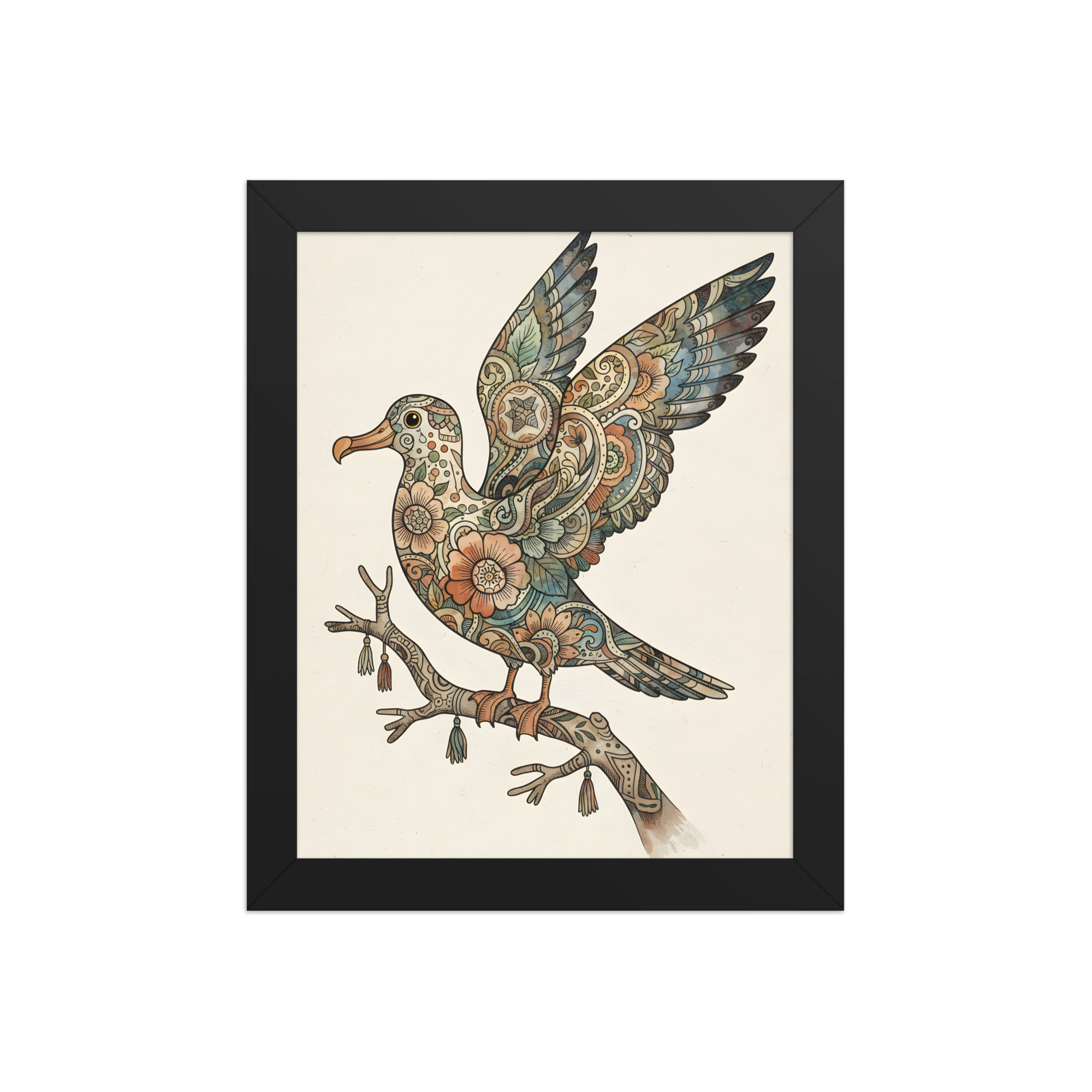 Patterned Albatross Framed Wall Art