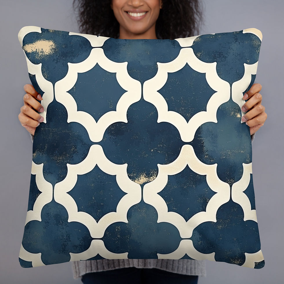 Thumbnail: Blue Geometric Pattern Cushion For Living Room