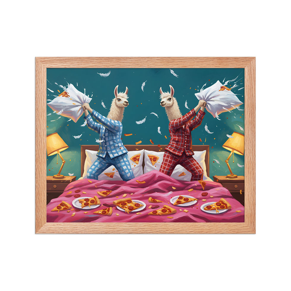 Thumbnail: Llamas in Pajamas Quirky Art Print
