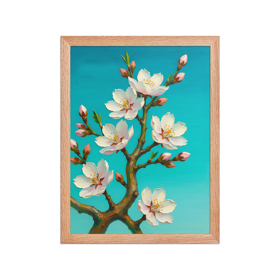 Thumbnail: Blue Almond Blossom Wall Art Print
