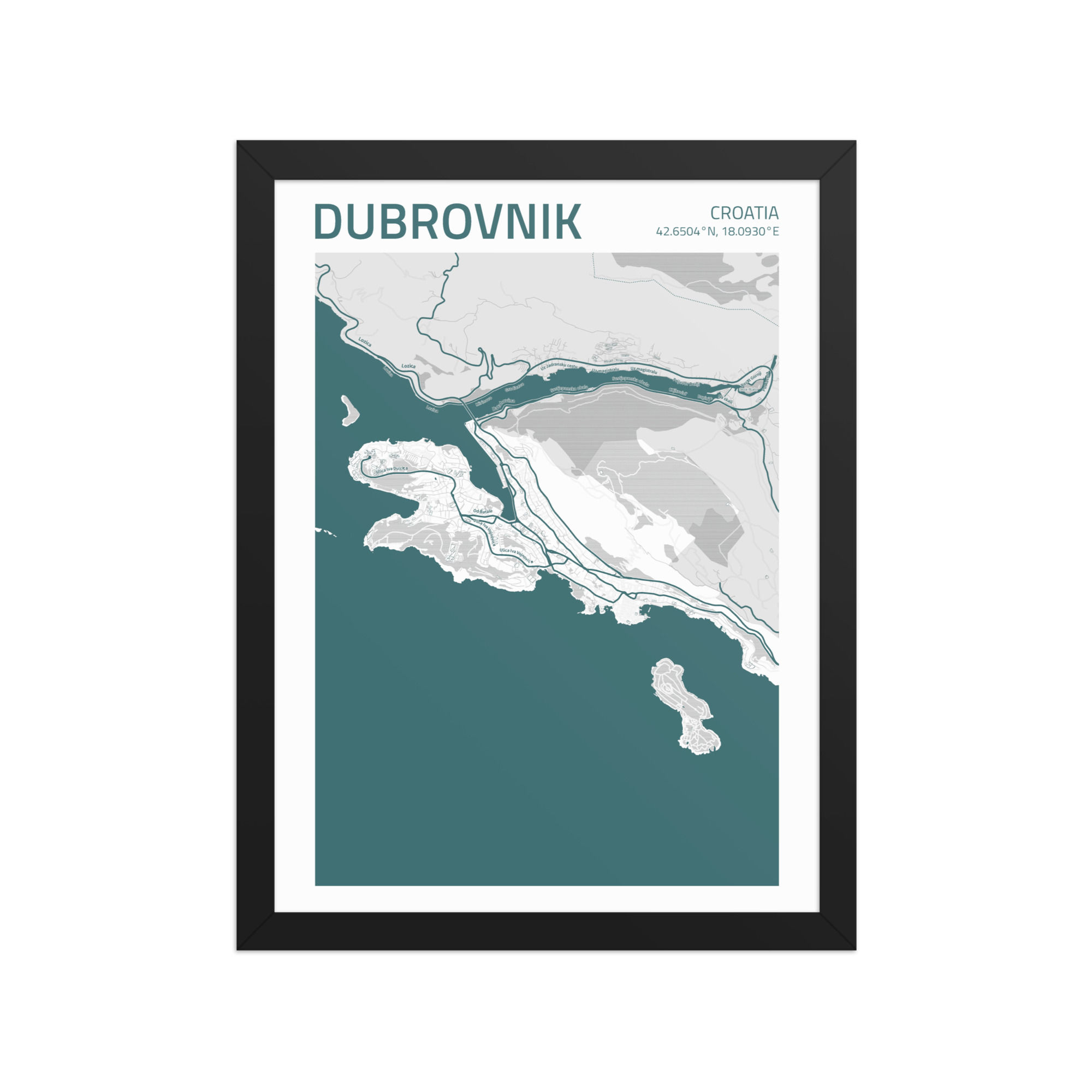 Dubrovnik | Framed City Maps: Vibrant Art for Urban Decor Lovers