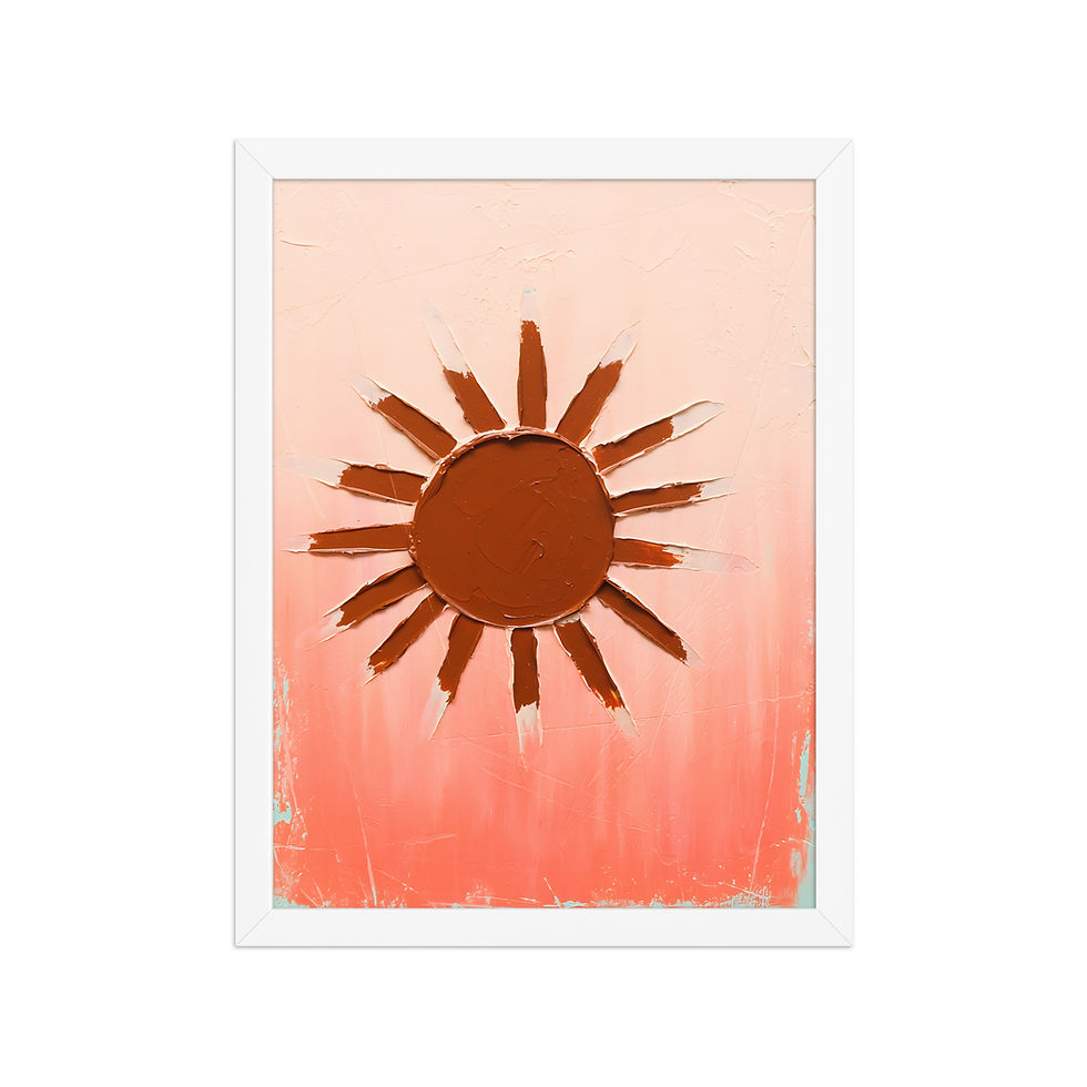 Thumbnail: Abstract Sun Rays Bold Red Framed Contemporary Print