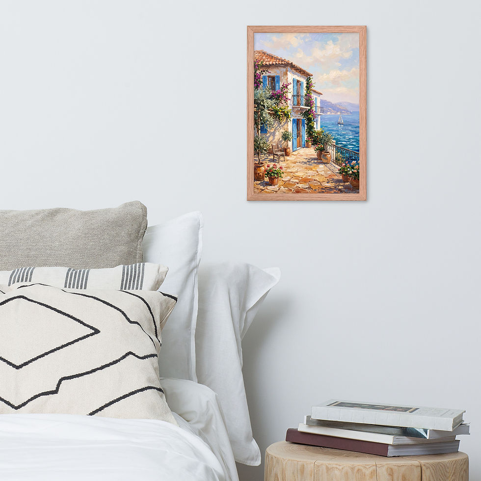 Thumbnail: Mediterranean Coastal Villa Framed Wall Art