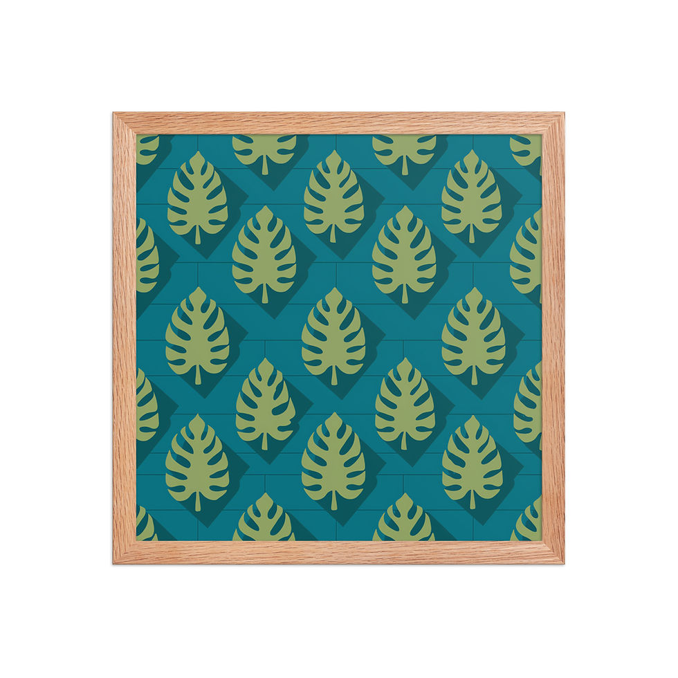 Thumbnail: Monstera Leaves Geometric Art Print