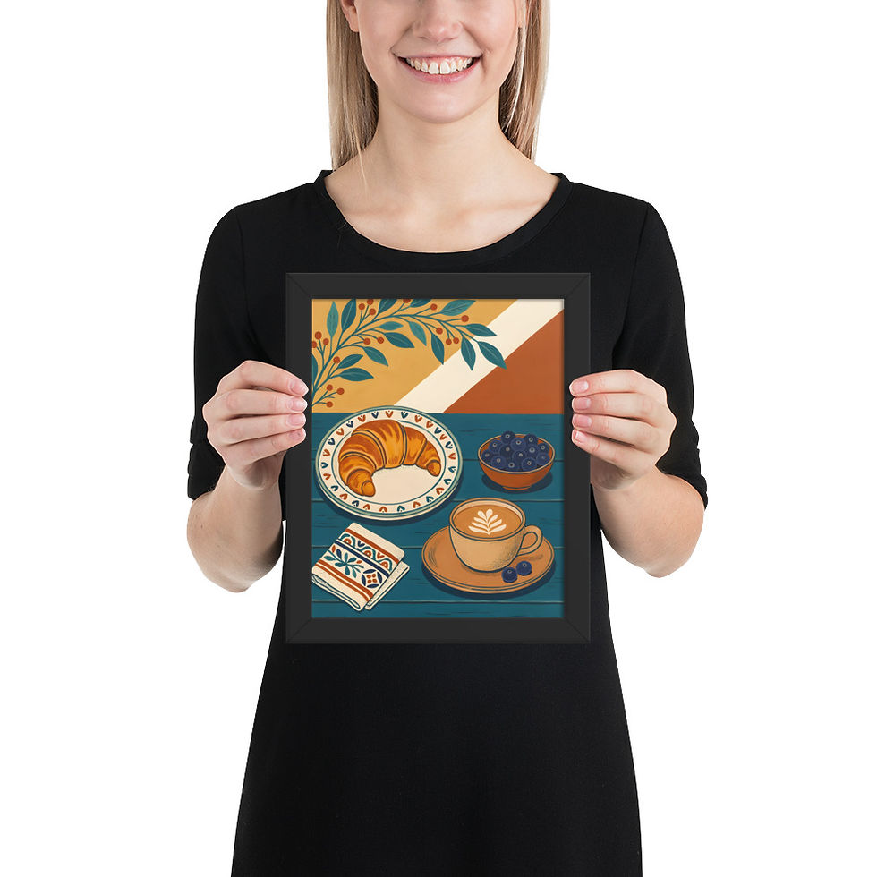 Thumbnail: Abstract Continental Breakfast Framed Kitchen Wall Art
