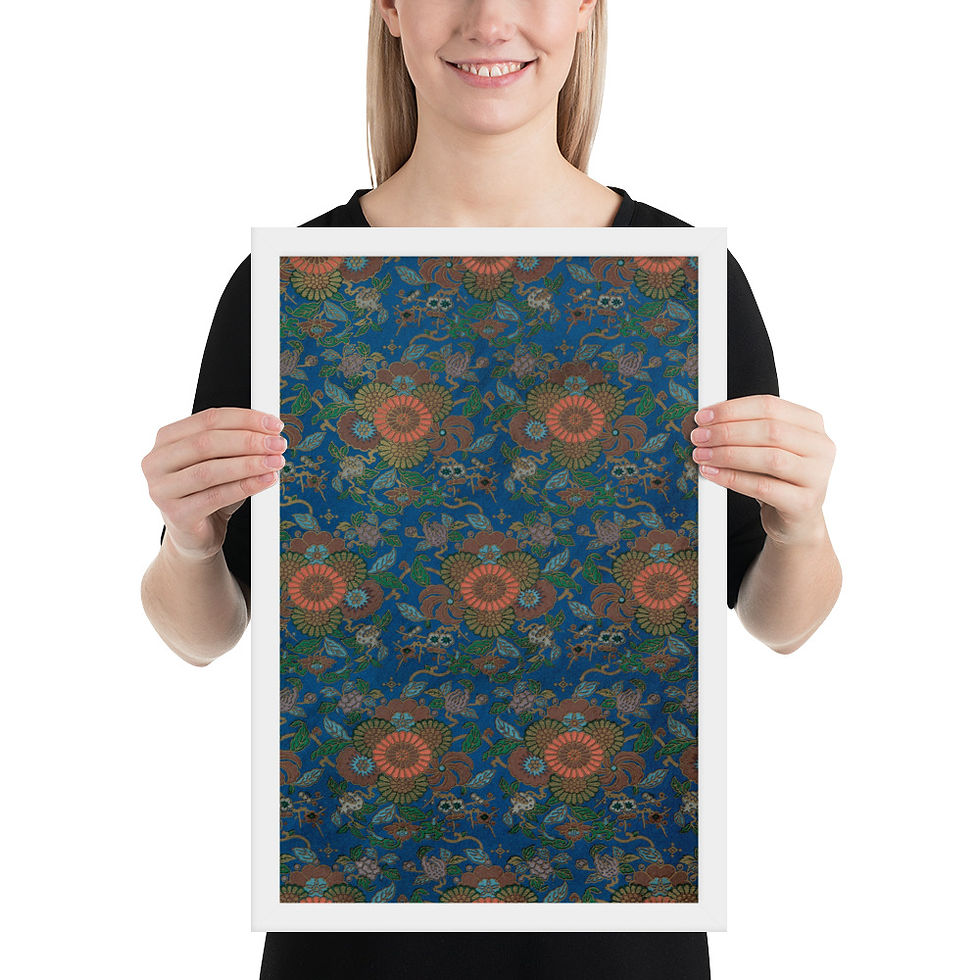 Thumbnail: Floral Patterns - Blue - Framed Art  