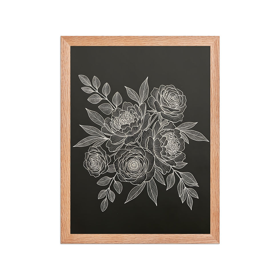 Thumbnail: White Line Art Flowers Art Print