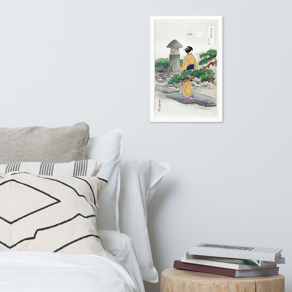 Thumbnail: Full Moon and Pine Tree (1896) by Ogata Gekko Framed Art Print