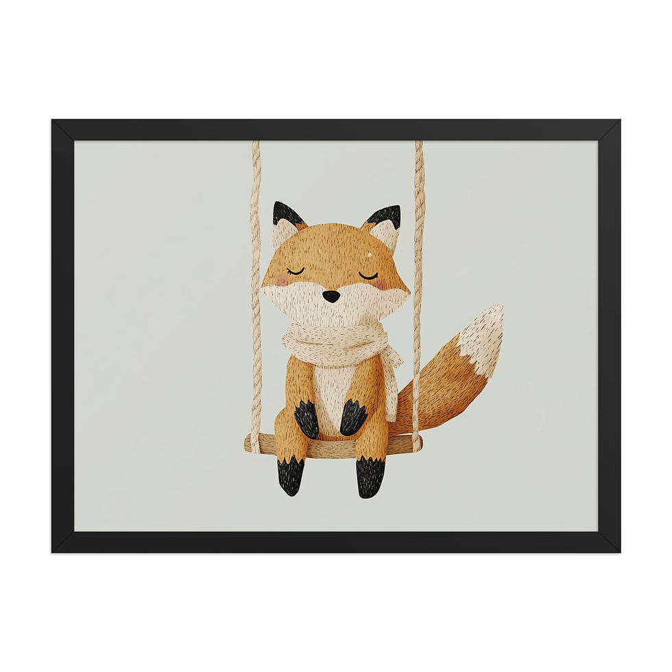 Thumbnail: Fox on a swing | Children's Bedroom | Nursery Wall Art