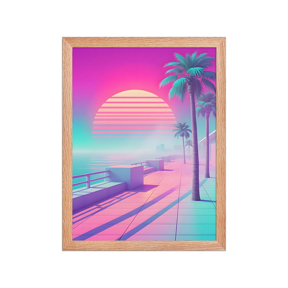 Thumbnail: Synth City Sunset Retro Art Print