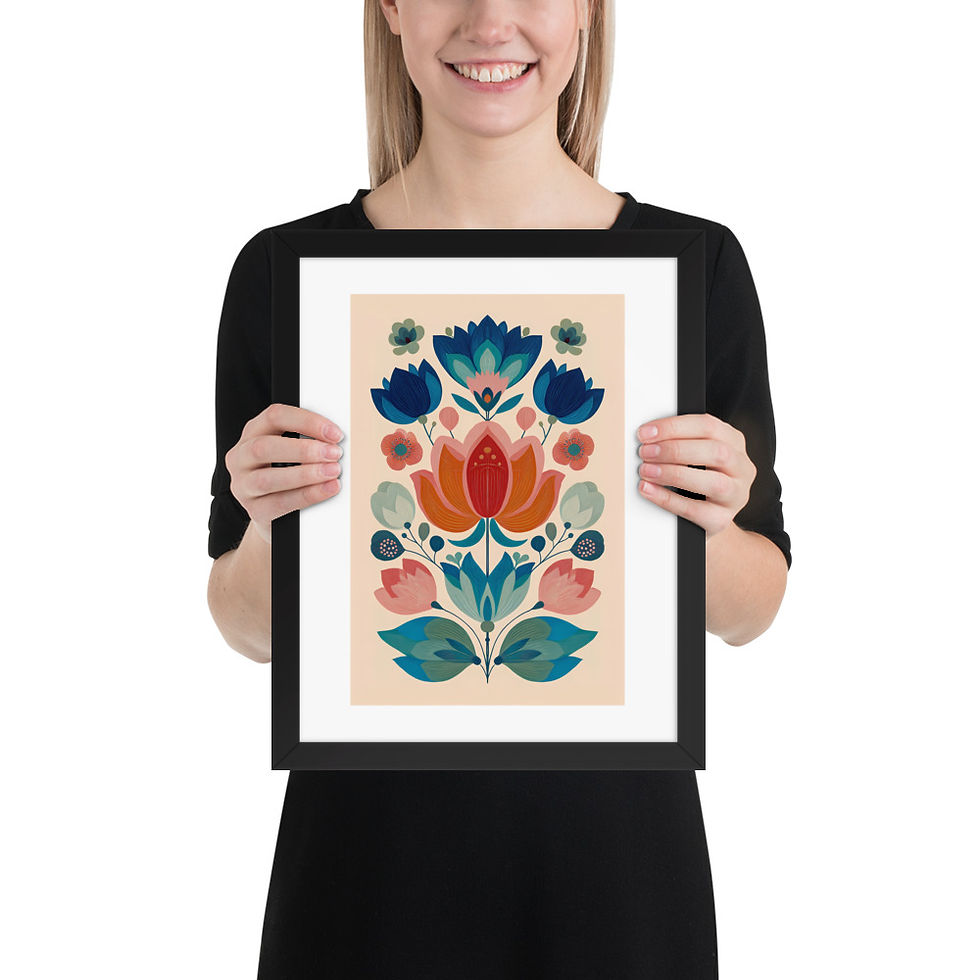 Thumbnail: Scandinavian Folk Art Prints - Botanical Wall Decor for Home