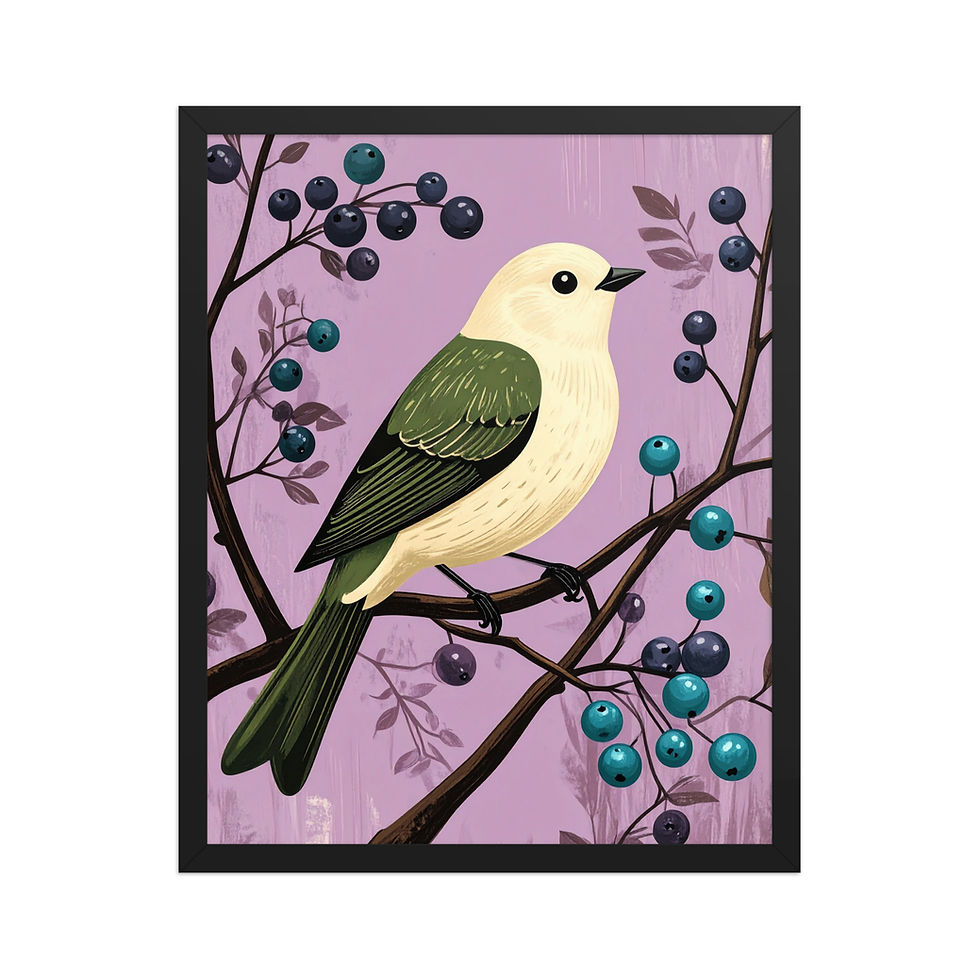 Thumbnail: Berry Bird on Purple Wall Art for Bedroom