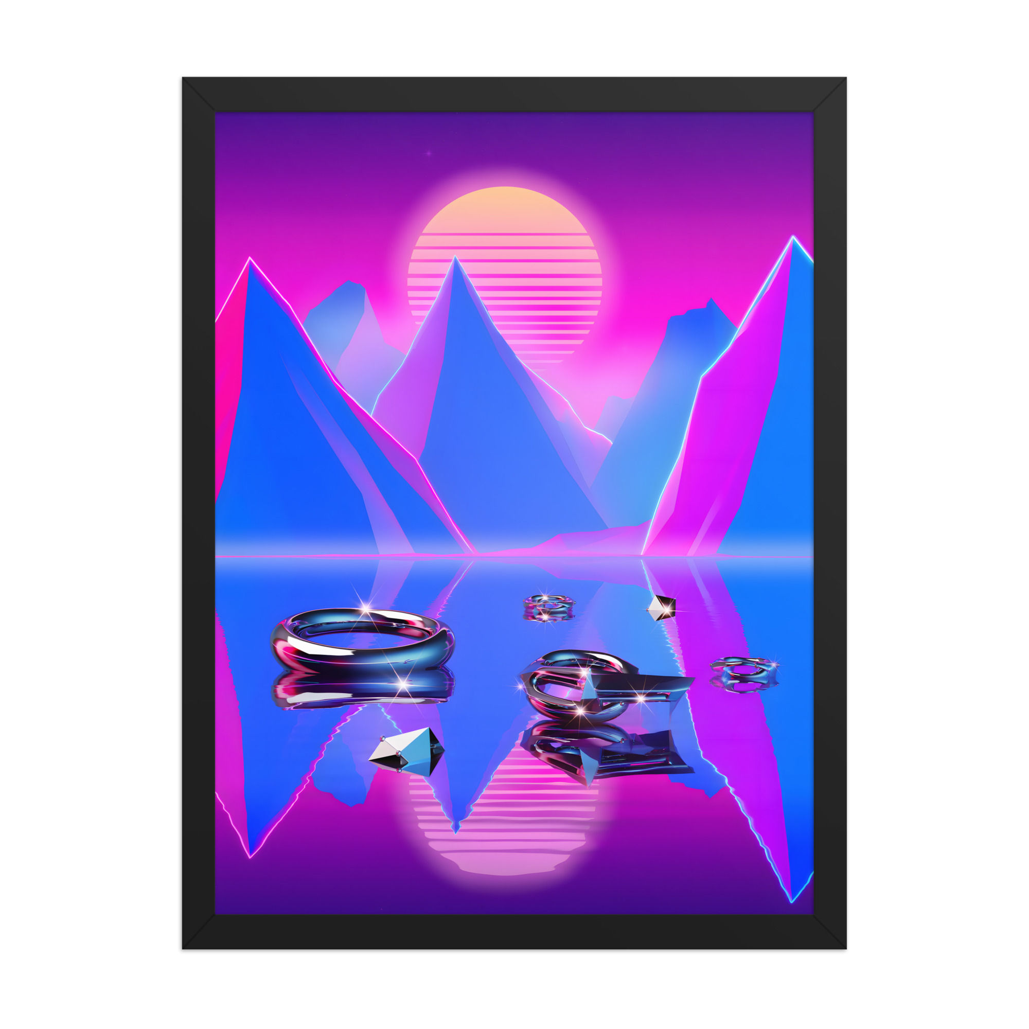 Retro Neon Landscape Framed Wall Art