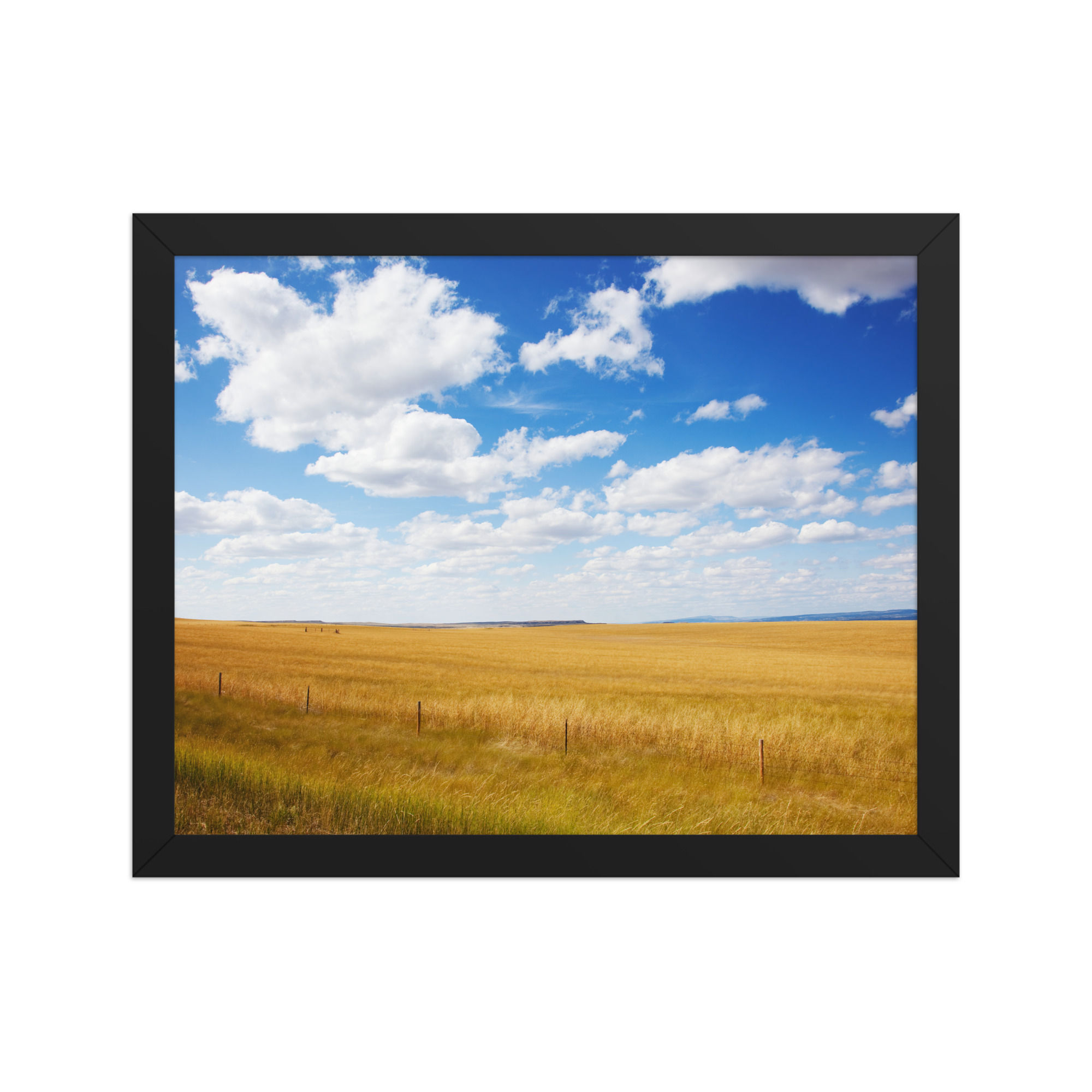 Vast Prairie Landscape Photo in Frame for Rustic Decor
