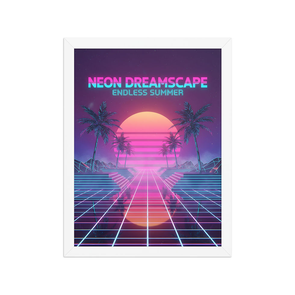 Thumbnail: Neon Dreamscape Retro 80s Wall Art
