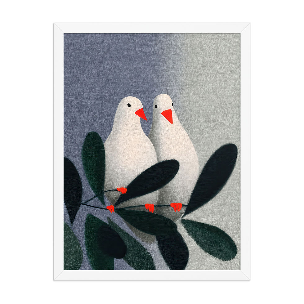 Thumbnail: Two Doves Gouache Inspired  Art Print 