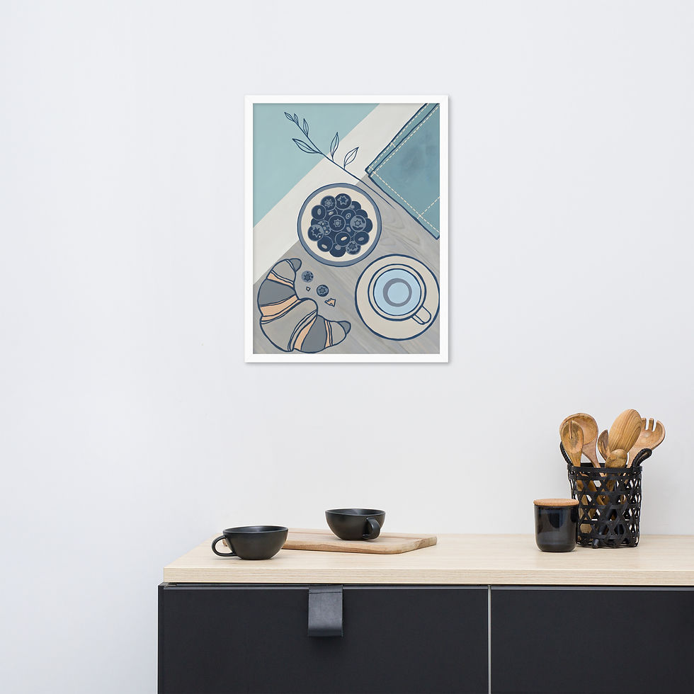 Thumbnail: Blueberry Croissant Coffee Framed Kitchen Art Print