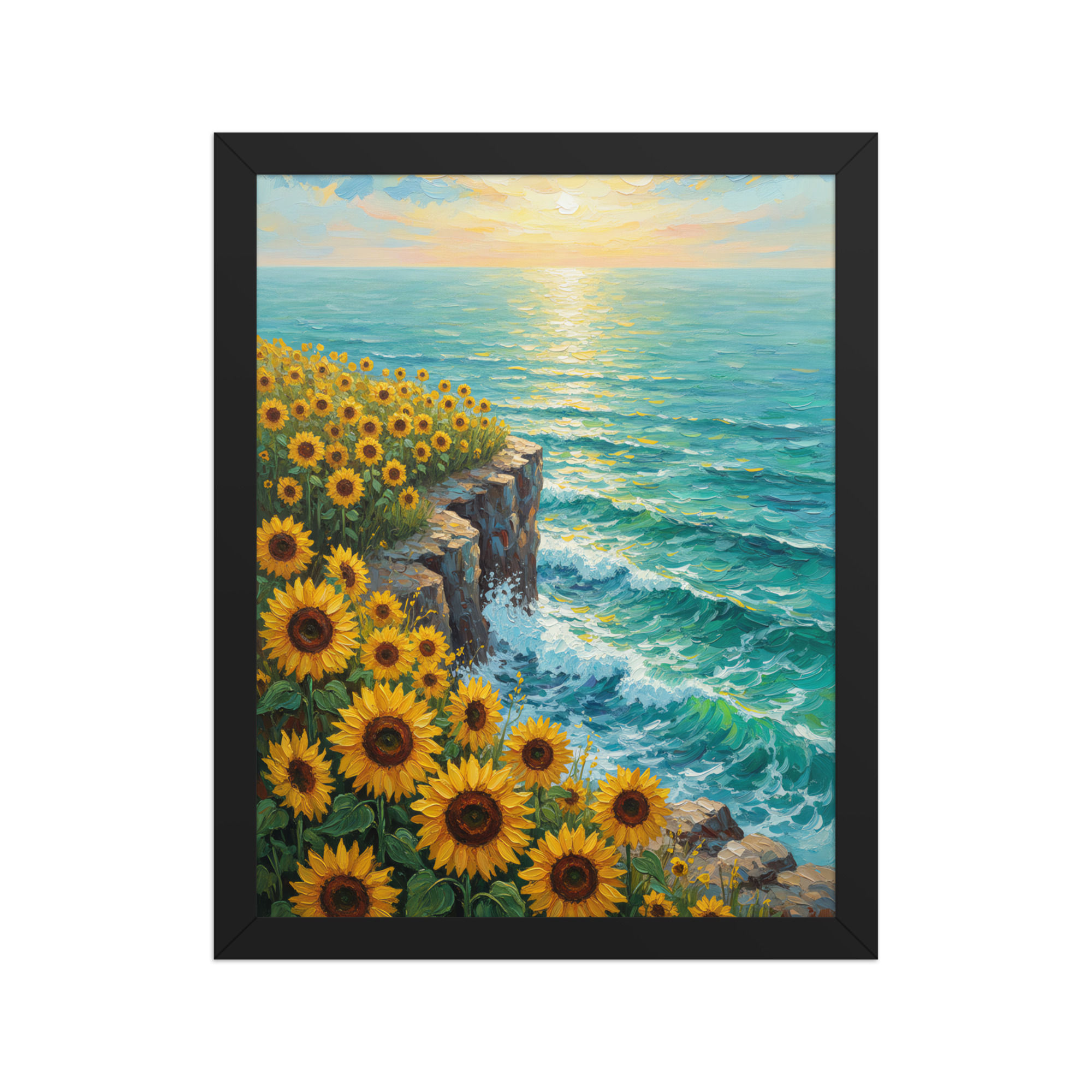 Coastal Sunflowers Abstract Wall Art
