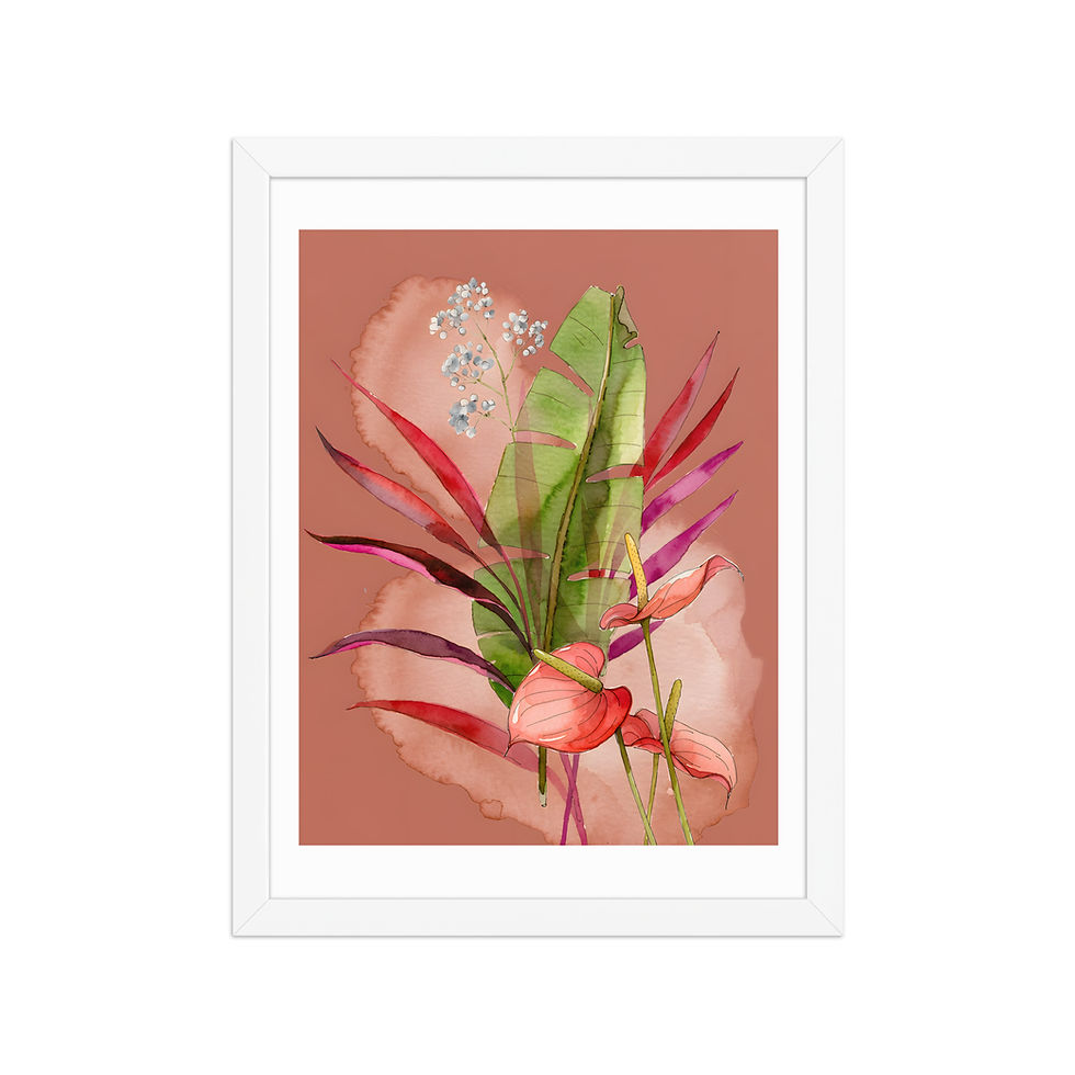 Thumbnail: Flamingo Flowers and Palms Framed Wall Art