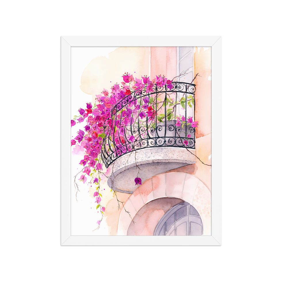 Thumbnail: Bougainvillea Arched Balcony Framed Summer Wall Art