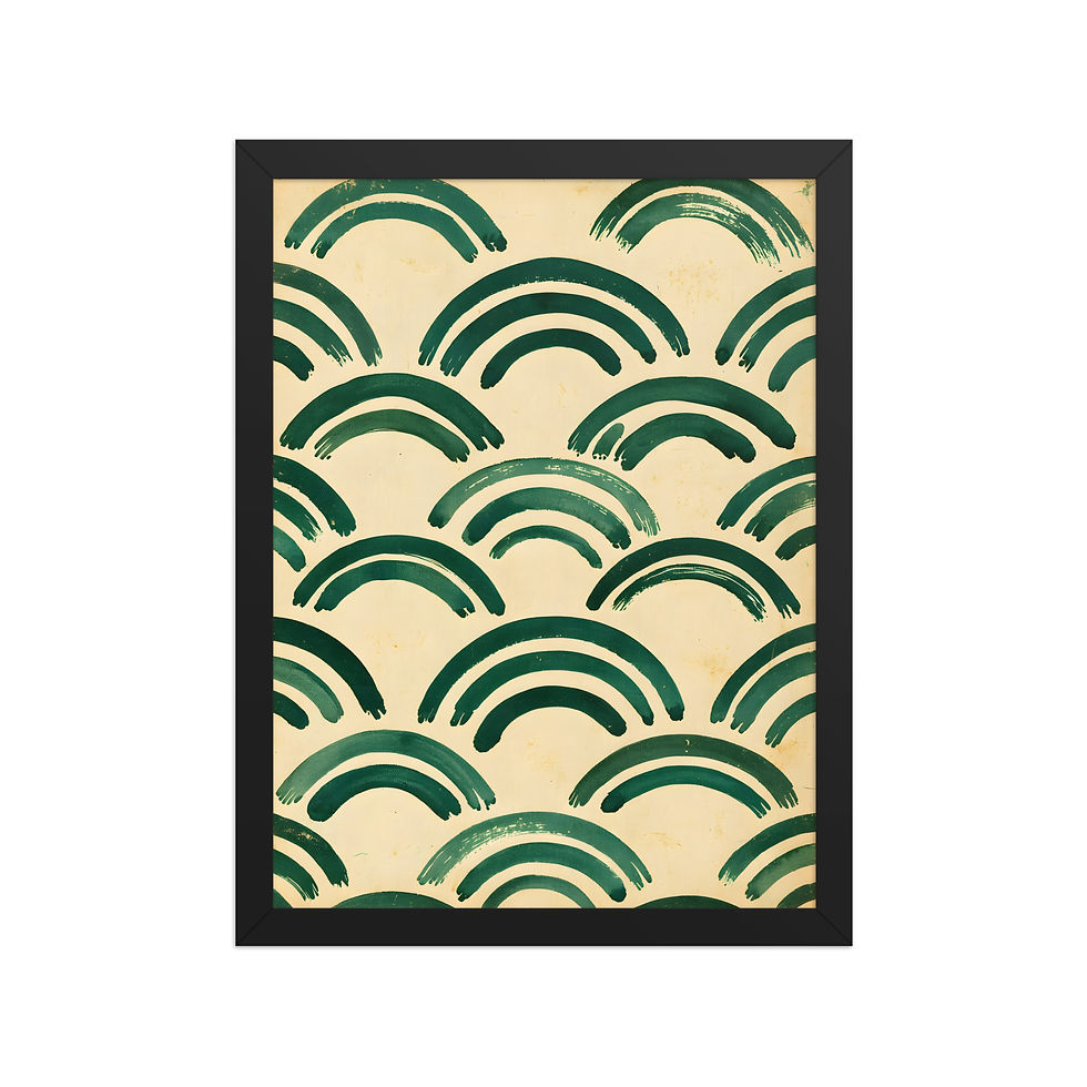 Thumbnail: Repeating Green Arches Framed Minimalist Art Print