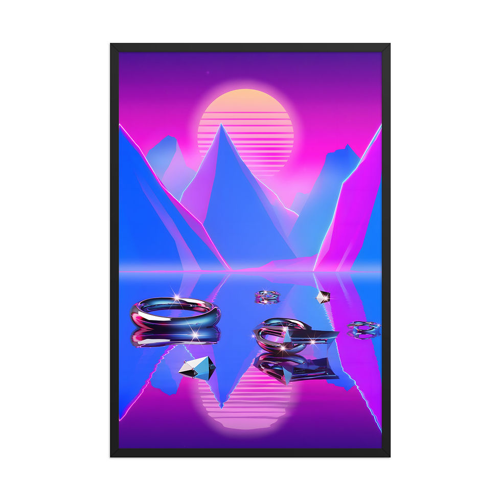 Thumbnail: Retro Neon Landscape Framed Wall Art