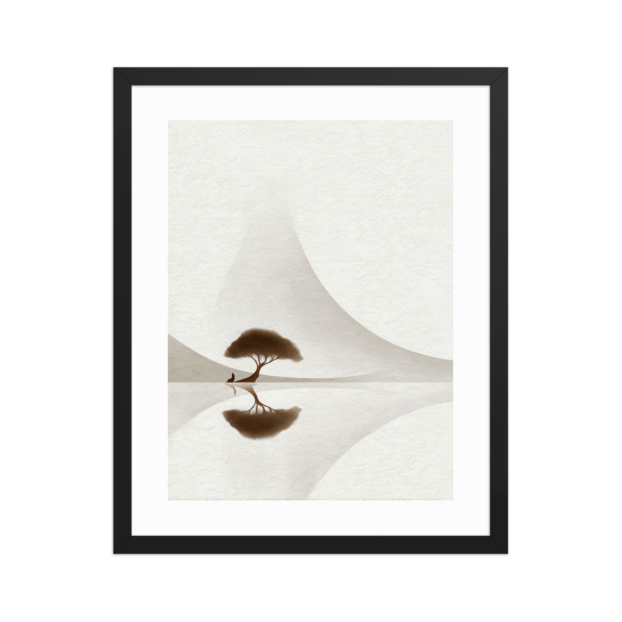 Japandi Bonsai Tree Silhouette Abstract