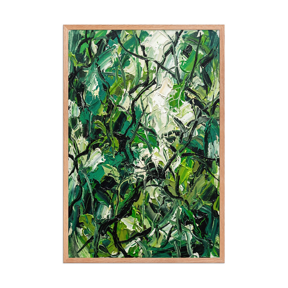 Thumbnail: Abstract Green Jungle Foliage Textured Painting Print