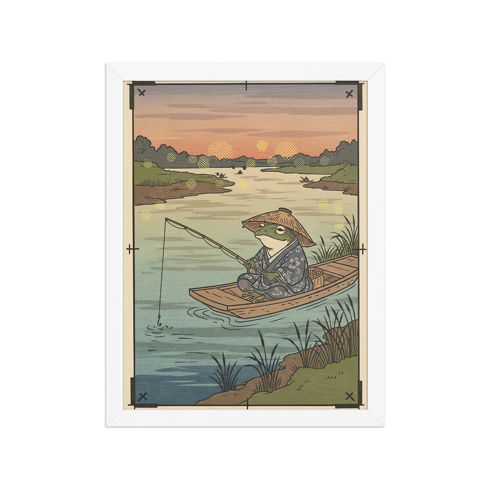 Thumbnail: Frog Fisherman Japanese Art Print