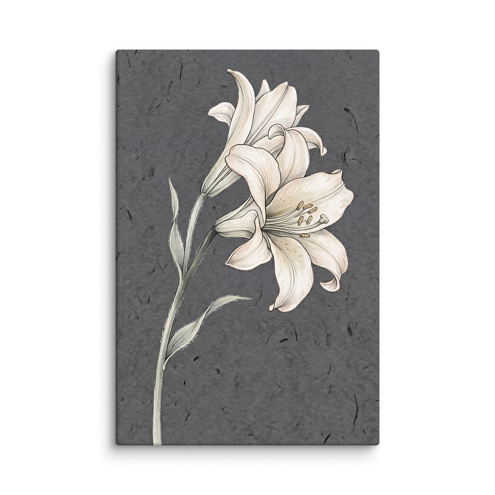 Thumbnail: White Lily Canvas Art | Elegant Botanical Sketch Charcoal Decor