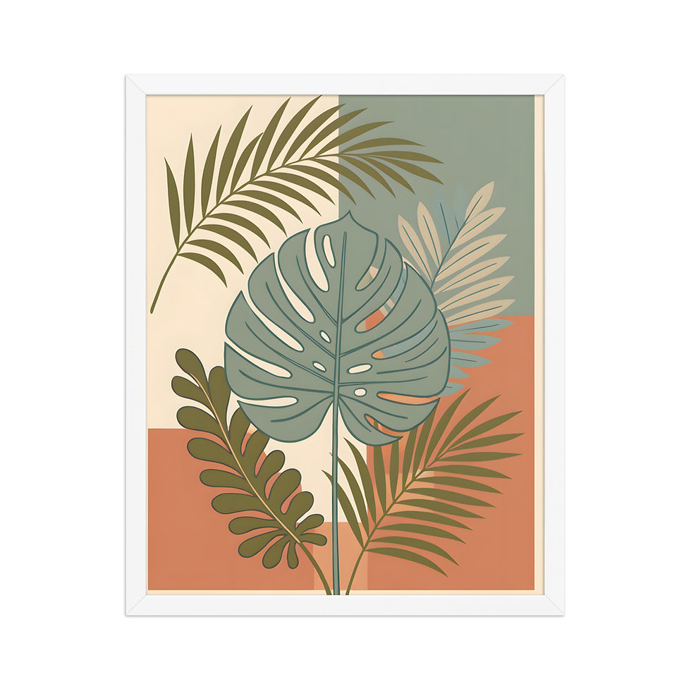 Thumbnail: Mid-century Monstera Leaf and Fronds Art Print