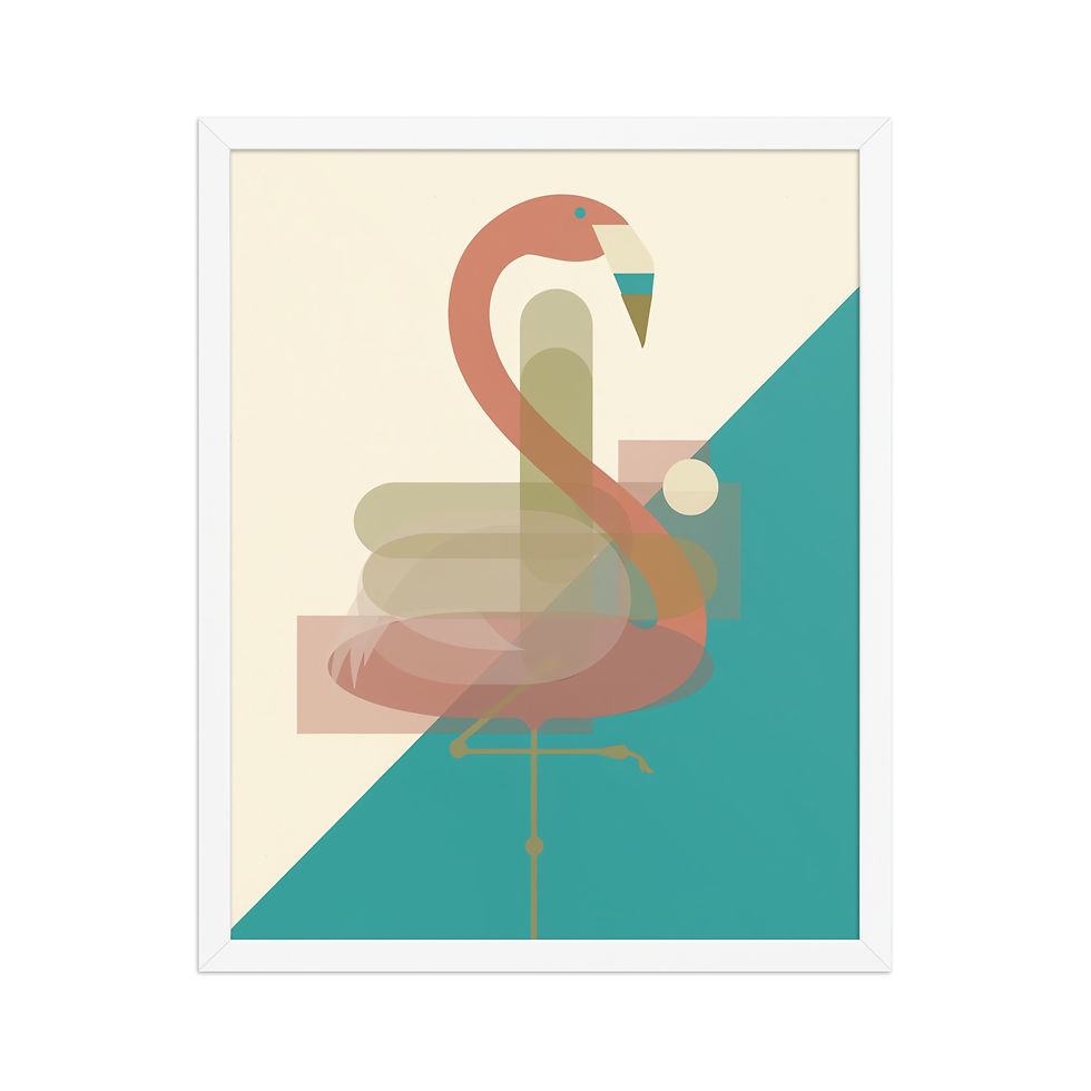 Thumbnail: Abstract Flamingo in Mid-century Art Print